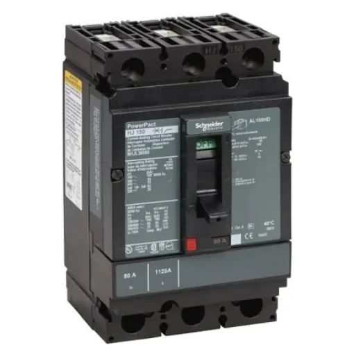 Schneider Electric, PowerPact MCCB 3P 80A, Breaking Capacity 18 kA, DIN Rail Mount - NHJL36080 product image