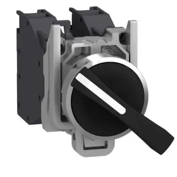 Schneider Electric Long Black Handle Selector Switch Complete - (SPST) 22mm Cutout Diameter 2 Positions - XB4BJ21GEX product image