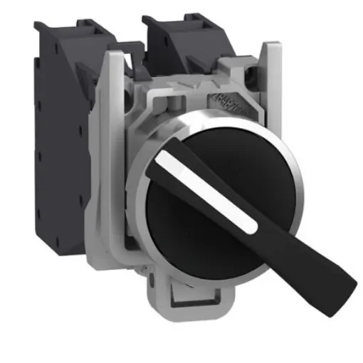 Schneider Electric Long Black Handle Selector Switch Complete - (SPST) 22mm Cutout Diameter 2 Positions - XB4BJ21GEX product image