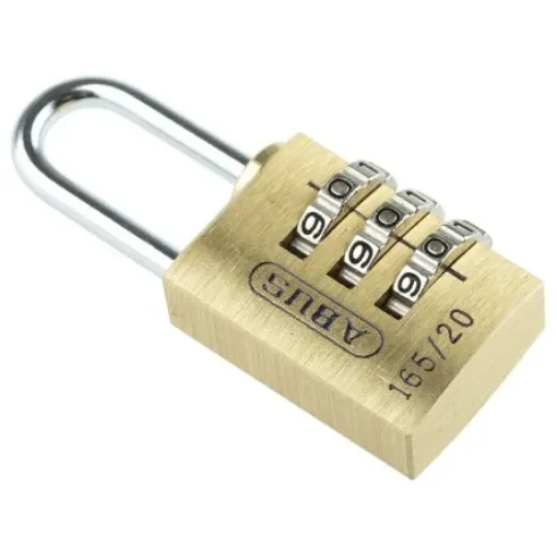 ABUS Combination Weatherproof Brass, Steel Combination Padlock, 3mm Shackle, 20mm Body - XR0165 20 product image