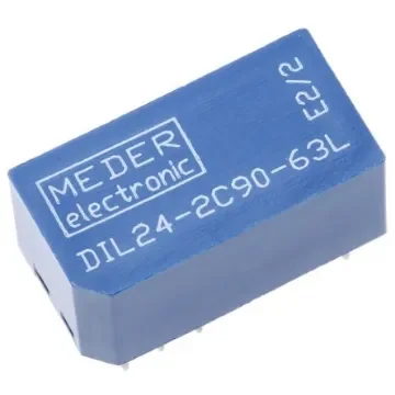 Meder PCB Mount Reed Relay, 24V dc Coil, DPDT, 175V dc Max, 0.5 A Max, 2000O - DIL24-2C90-63L product image