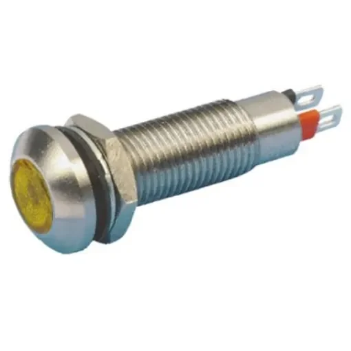 Marl Yellow Panel Mount Indicator, 24V dc, 8.1mm Mounting Hole Size, Solder Tab Termination, IP67 - 524-521-22 product image