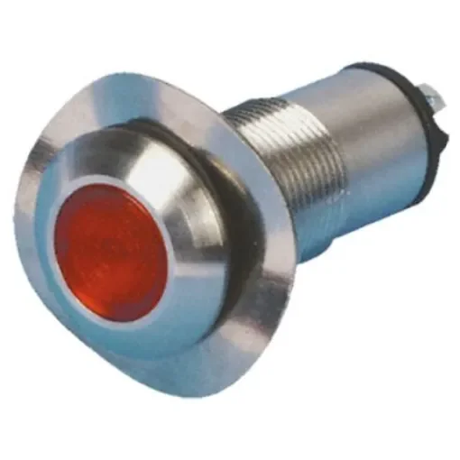 Marl Red Panel Mount Indicator, 12V dc, 13mm Mounting Hole Size, Solder Tab Termination, IP67 - 528-501-21 product image