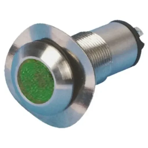 Marl Green Panel Mount Indicator, 12V dc, 13mm Mounting Hole Size, Solder Tab Termination, IP67 - 528-532-21 product image