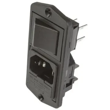 Bulgin C14 Flange Mount IEC Connector Male, 10A, 250 V, Fuse Size 5 x 20mm - BVA01/Z0000/10 product image