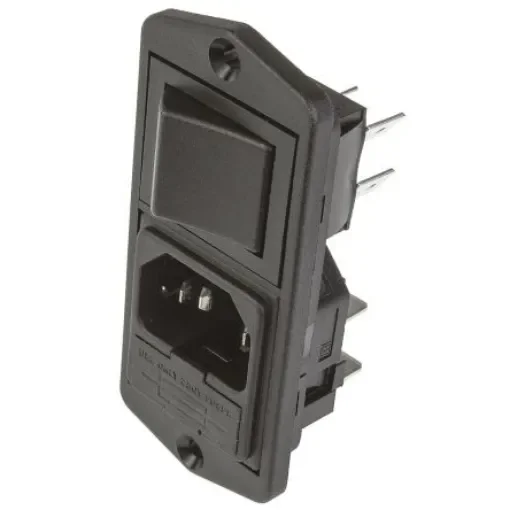 Bulgin C14 Flange Mount IEC Connector Male, 10A, 250 V, Fuse Size 5 x 20mm - BVA01/Z0000/10 product image