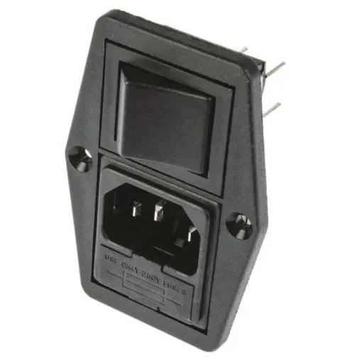 Bulgin C14 Panel Mount IEC Connector Male, 10A, 250 V, Fuse Size 5 x 20mm - BVB01/Z0000/10 product image