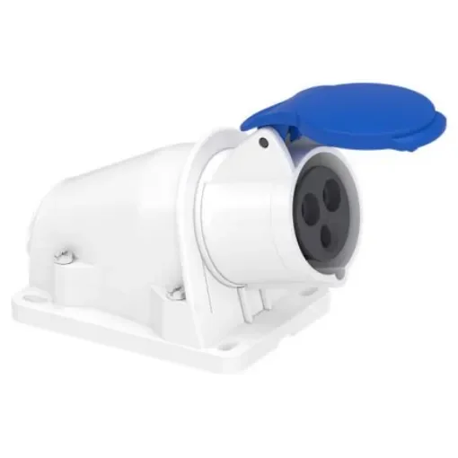 Schneider Electric, PKF16 IP44 Grey Wall Mount 2P + E Angle Industrial Power Socket, Rated At 16A, 250 V - PKF16W423 product image