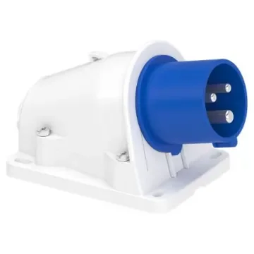 Schneider Electric, PKX16 IP44 Grey Wall Mount 2P + E Angle Industrial Power Plug, Rated At 16A, 250 V - PKX16W423 product image