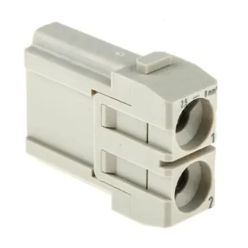 Han-Modular Series Male Module, 2 Way, 1 Row, Rated At 40A, 1 kV, Han 40A Axial - 09140022601 product image
