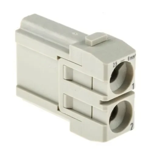 Han-Modular Series Male Module, 2 Way, 1 Row, Rated At 40A, 1 kV, Han 40A Axial - 09140022601 product image