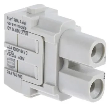 Han-Modular Series Female Module, 2 Way, 1 Row, Rated At 40A, 1 kV, Han 40A Axial - 09140022701 product image