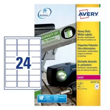 Avery White Adhesive High Visibility Label Sheet, Pack of 20Sheets - L4773-20 product image