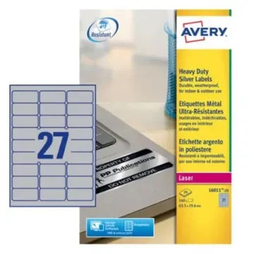 Avery Silver Adhesive High Visibility Label Sheet, Pack of 20Sheets - L6011-20.UK product image