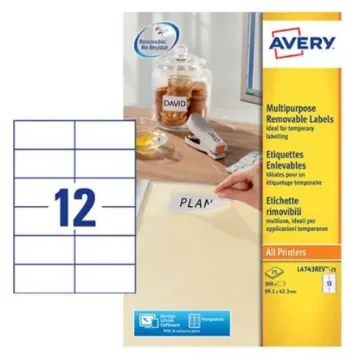 Avery White Adhesive High Visibility Label Sheet, Pack of 25Sheets - L4743REV-25 product image