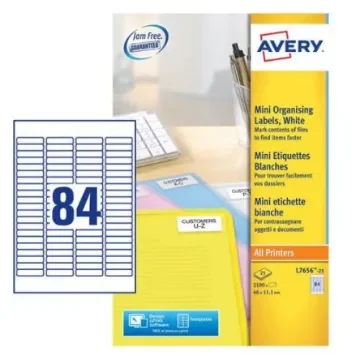 Avery White Adhesive High Visibility Label Sheet, Pack of 25Sheets - L7656-25 product image