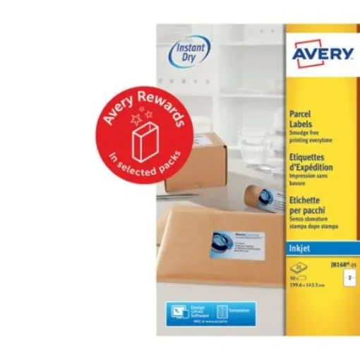 Avery White Adhesive High Visibility Label Sheet, Pack of 25Sheets - J8168-25 product image