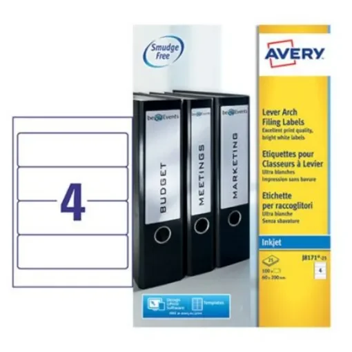 Avery White Adhesive High Visibility Label Sheet, Pack of 100EA - J8171-25 product image