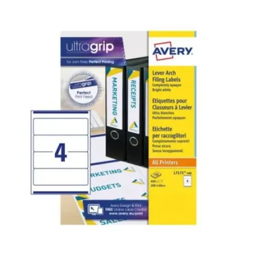 Avery White Adhesive High Visibility Label Sheet, Pack of 100Sheets - L7171-100 product image