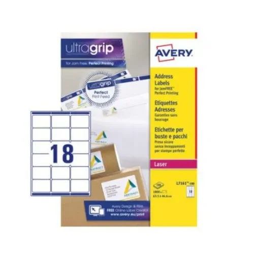 Avery White Adhesive High Visibility Label Sheet, Pack of 100Sheets - L7161-100 product image
