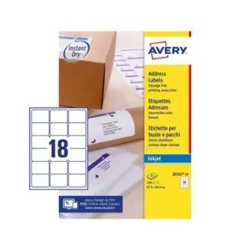 Avery White Adhesive High Visibility Label Sheet, Pack of 25Sheets - J8161-25 product image