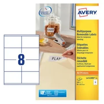 Avery White Adhesive High Visibility Label Sheet, Pack of 25Sheets - L4745REV-25 product image