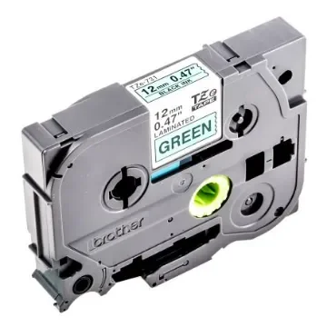 Brother Black on Green Label Printer Tape, 8 m Length, 12 mm Width - TZe-731 product image