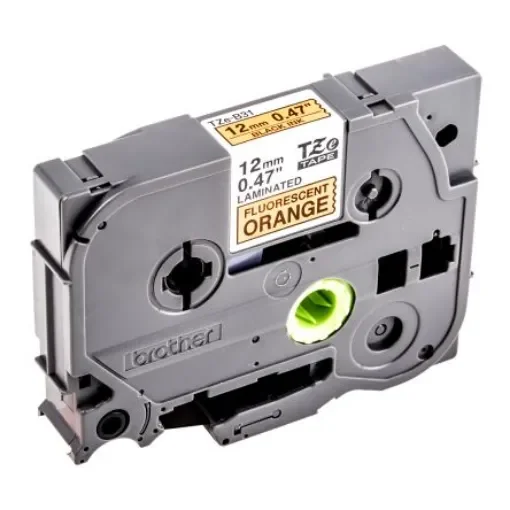 Brother Black on Orange Label Printer Tape, 5 m Length, 12 mm Width - TZE-B31 product image