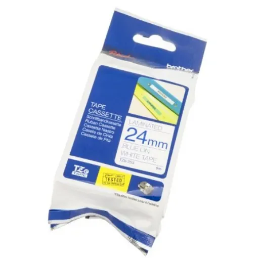 Brother Blue on White Label Printer Tape, 8 m Length, 24 mm Width - TZe-253 product image