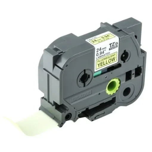 Brother Black on Fluorescent yellow Label Printer Tape, 5 m Length, 24 mm Width - TZE-C51 product image