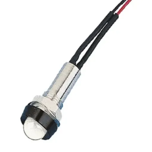 Oxley White Panel Mount Indicator, 110V ac, 8mm Mounting Hole Size, Lead Wires Termination, IP68 - STR/LH/8/110/FL30/WE product image