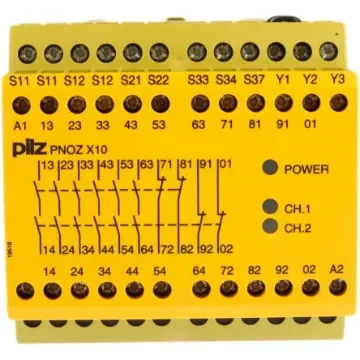 Pilz PNOZ X PNOZ X10 Emergency Stop Safety Relay, 24V dc, Single/Dual-Channel, 6 Safety Contacts - 774709 product image