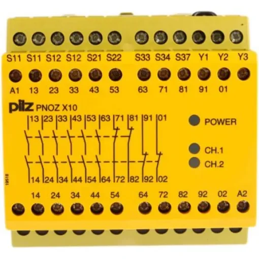 Pilz PNOZ X PNOZ X10 Emergency Stop Safety Relay, 24V dc, Single/Dual-Channel, 6 Safety Contacts - 774709 product image