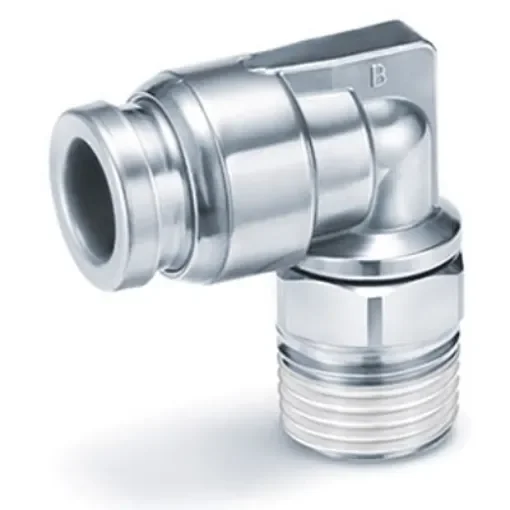 SMC KQG2L Series Elbow Fitting, 16 mm to R 3/8, Threaded-to-Tube Connection Style, KQG2L16-03S product image