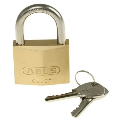ABUS Key Weatherproof Brass, Stainless Steel Weatherproof Padlock, Keyed Alike, 8mm Shackle, 50mm Body - XR0065IB50KA8 product image