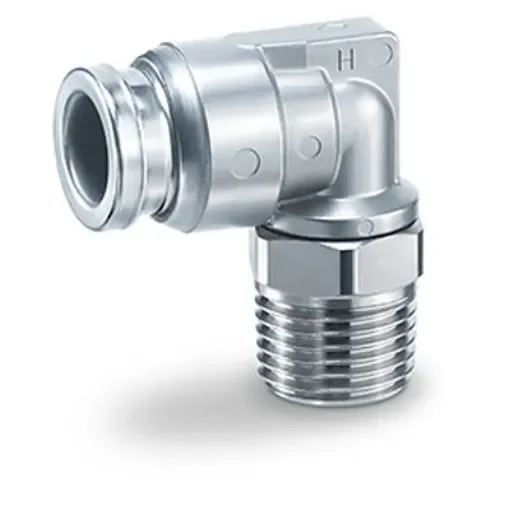 SMC KQB2 Series Elbow Fitting, 16 mm to G 1/2, Threaded-to-Tube Connection Style, KQB2L16-G04-F product image