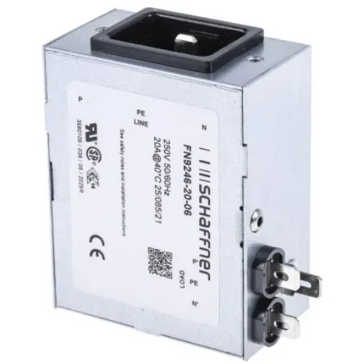 Schaffner 20A, 250 V ac Male Panel Mount IEC Filter FN9246-20-06, Faston product image
