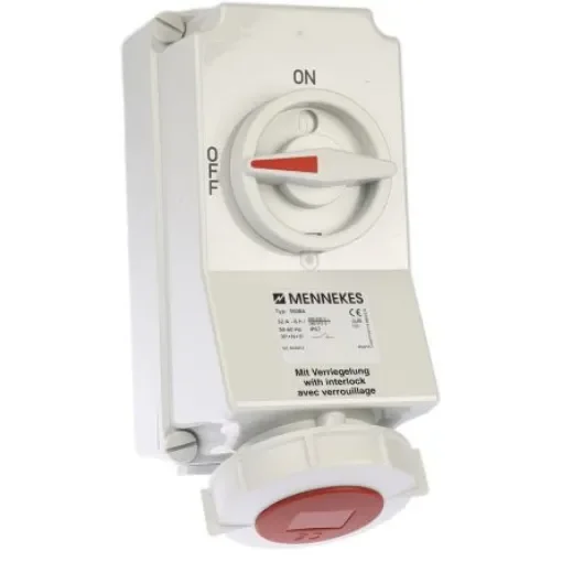 MENNEKES Switchable IP67 Industrial Interlock Socket 3PN+E, Earthing Position 6h, 32A, 400 V - 5608A product image