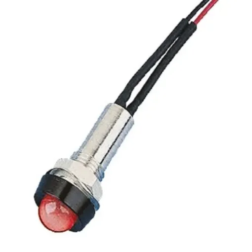 Oxley Red Panel Mount Indicator, 24V, 8mm Mounting Hole Size, Lead Wires Termination, IP67 - STR/LH/8/24/FL30/AL product image