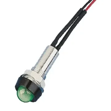 Oxley Green Panel Mount Indicator, 230V ac, 8mm Mounting Hole Size, Lead Wires Termination, IP67 - STR/LH/8/230/FL30/GN product image