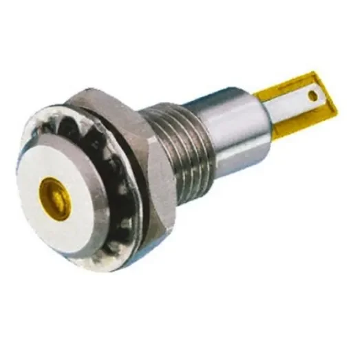 Bulgin Yellow Panel Mount Indicator, 12V dc, 12.2mm Mounting Hole Size, Solder Tab Termination, IP67 - DX0505/YL/12 product image