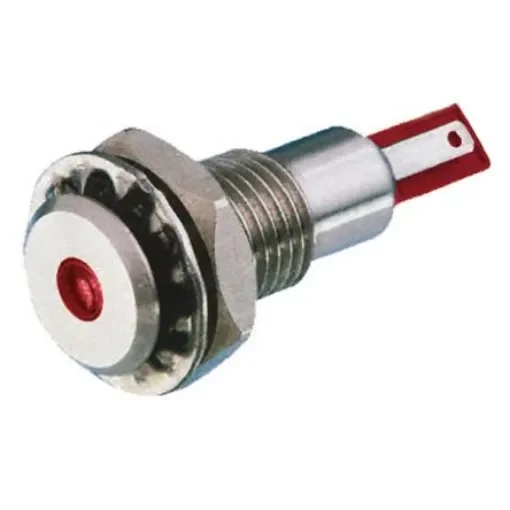 Bulgin Red Panel Mount Indicator, 24V dc, 12.2mm Mounting Hole Size, Solder Tab Termination, IP67 - DX0505/RD/24 product image