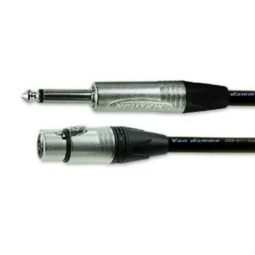 Van Damme Female 3 Pin XLR to Male 6.35mm Mono Jack  Cable, Black, 5m - 101-015-201 BLACK product image
