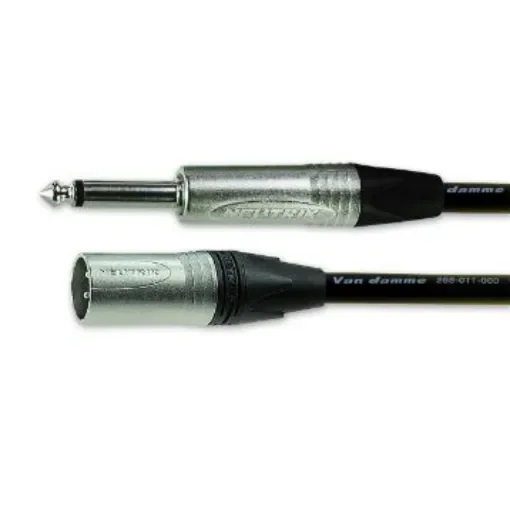 Van Damme Male 3 Pin XLR to Male 6.35mm Mono Jack  Cable, Black, 5m - 101-015-200 BLACK product image