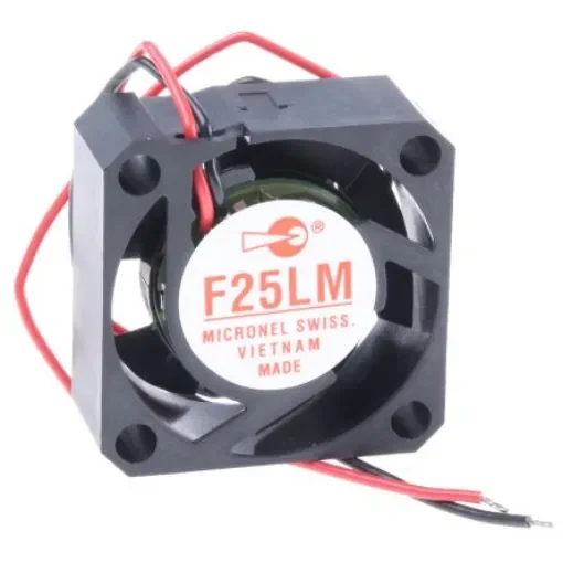 Micronel F25 Series Axial Fan, 5 V dc, DC Operation, 3.12m³/h, 300mW, 100mA Max, 25 x 25 x 10mm - F25LM-005XK-9 product image