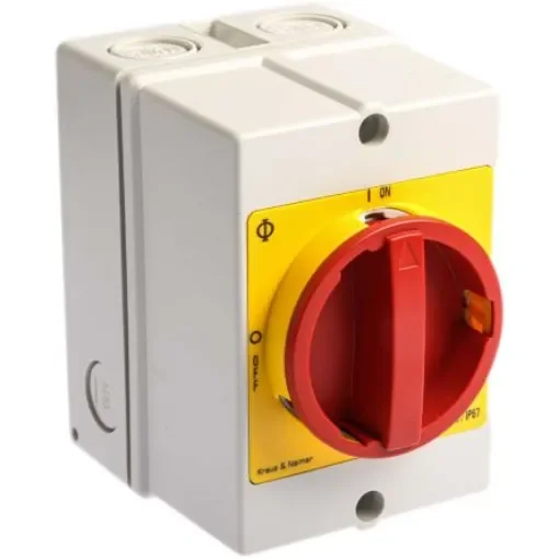 Kraus & Naimer 3P Pole Isolator Switch - 25A Maximum Current, 7.5kW Power Rating, IP66, IP67 - KG20.T203/GBA283.*KS1V product image