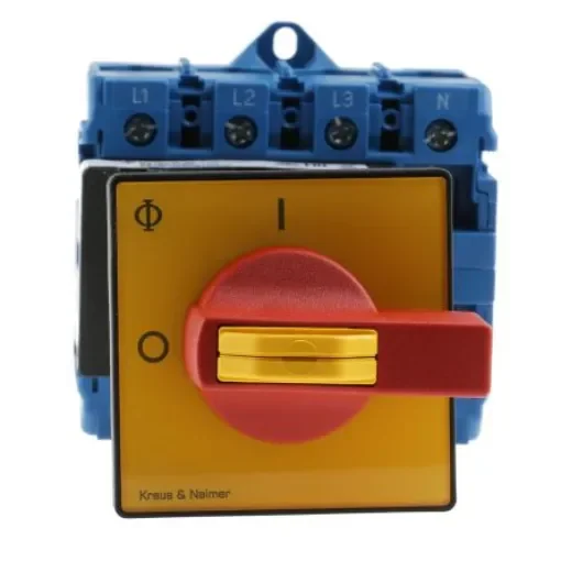 Kraus & Naimer 4P Pole Isolator Switch - 100A Maximum Current, 37kW Power Rating, IP65 - KG100.T204/GBA302.VE product image