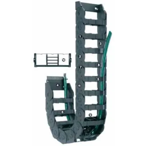 Igus E300, e-chain Black Cable Chain - Flexible Slot, W170 mm x D64mm, L1m, 150 mm Min. Bend Radius, Igumid NB - E300.3/45.150 product image