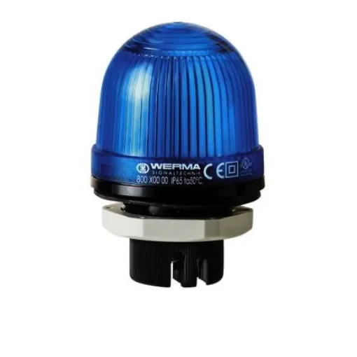 Werma EM 800 Series Blue Steady Beacon, 12 <arrow/> 230 V ac/dc, Built-in Mount, Incandescent Bulb, IP66 - 800.500.00 product image