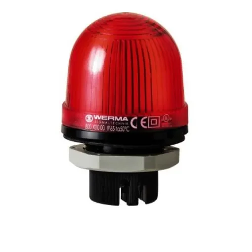 Werma EM 801 Series Red Steady Beacon, 24 V ac/dc, Panel Mount, LED Bulb, IP65 - 801.100.75 product image